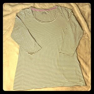 Eddie Bauer 3/4 sleeve grey/white stripe tunic
